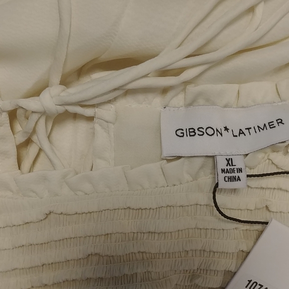 NWT Gibson Latimer Cream Long Sleeve Detailed Blouse - Picture 9 of 11
